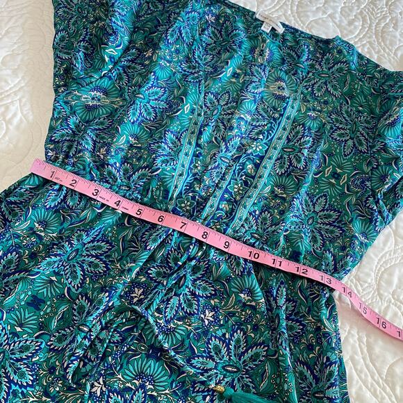 Karma Highway Deep V Maxi Dress One Size Tiered Colorful Vacation Resort - Picture 7 of 12